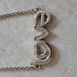 Love Word Heart Silver Necklace